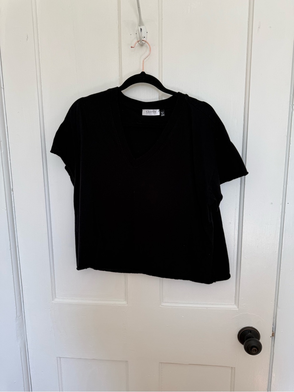 Black V-Neck Short Sleeve Women's Top